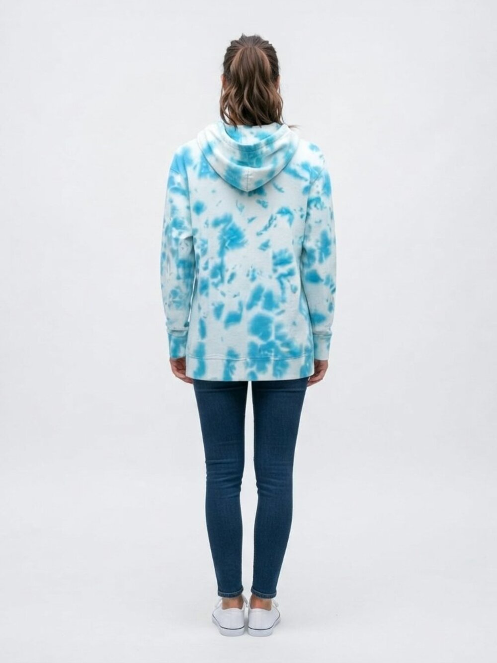 Jane Delancey Blue White Tie Dye Pullover Hoodie L Casual Comfy French Terry